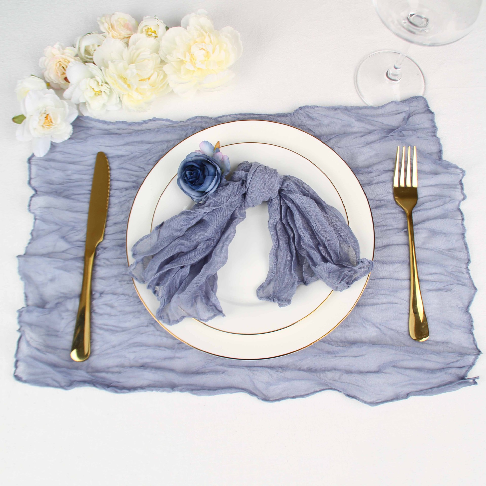 巴厘纱素色方形西餐垫褶皱餐巾绉布芝士布餐桌装饰婚庆餐巾口布