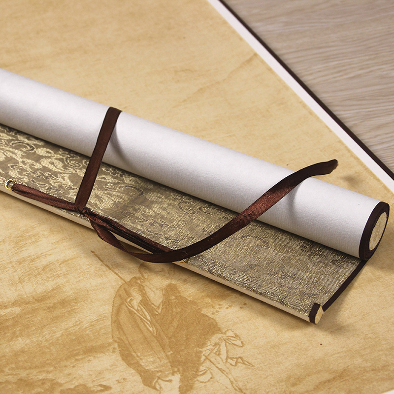 空白宣纸卷轴画轴 复古半生熟书法作品挂轴书法装裱字画挂画
