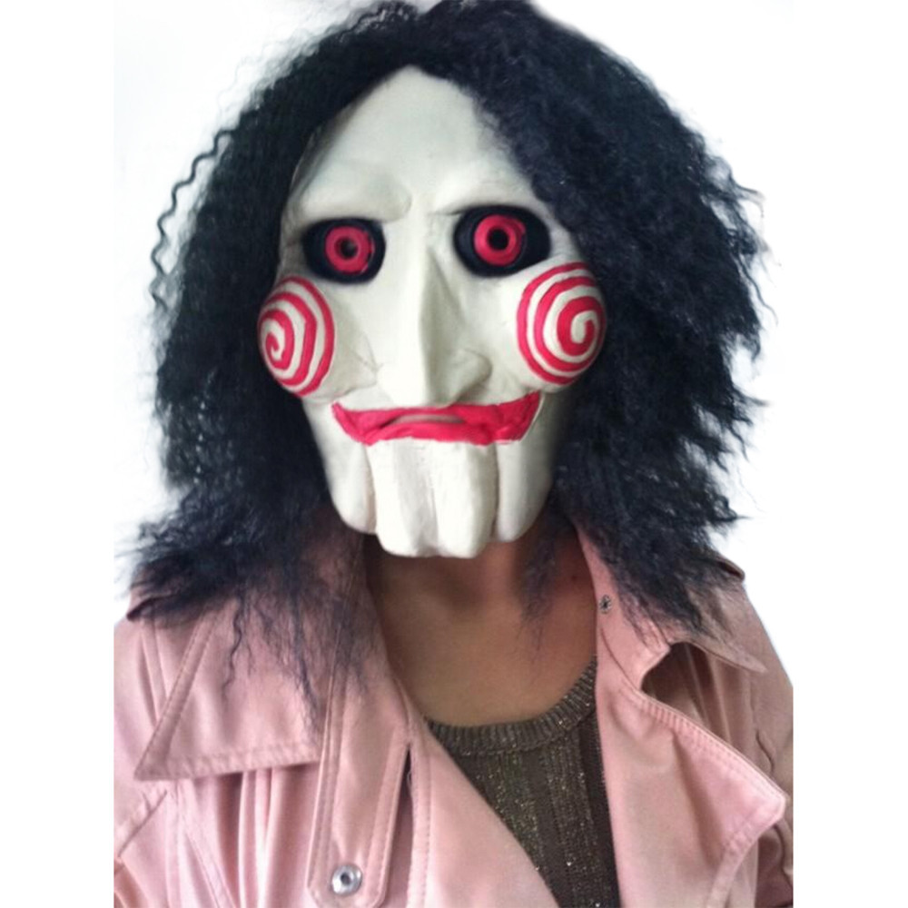 电锯杀人狂电影面具电锯惊魂saw带发小丑面具恐怖丧尸魔鬼怪面具