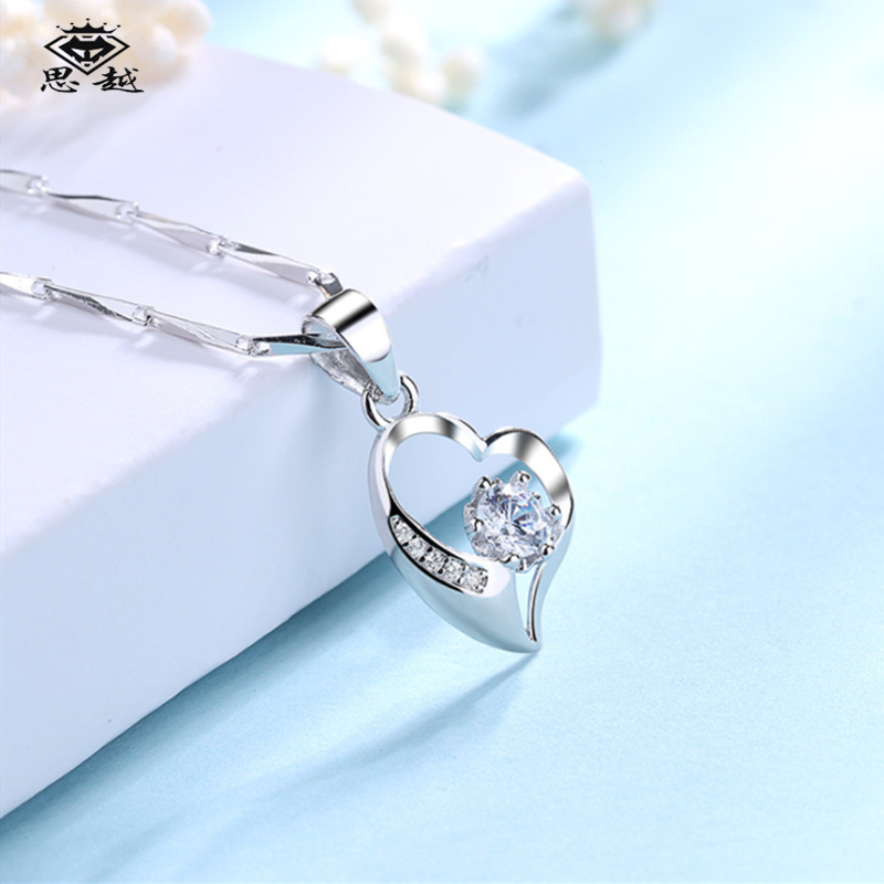 思越s999银女款吊坠之心日韩版足银饰情人节送礼厂家直供
