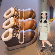 儿童加棉低筒靴2023冬季新款宝宝保暖棉靴韩版男女童时尚马丁靴潮