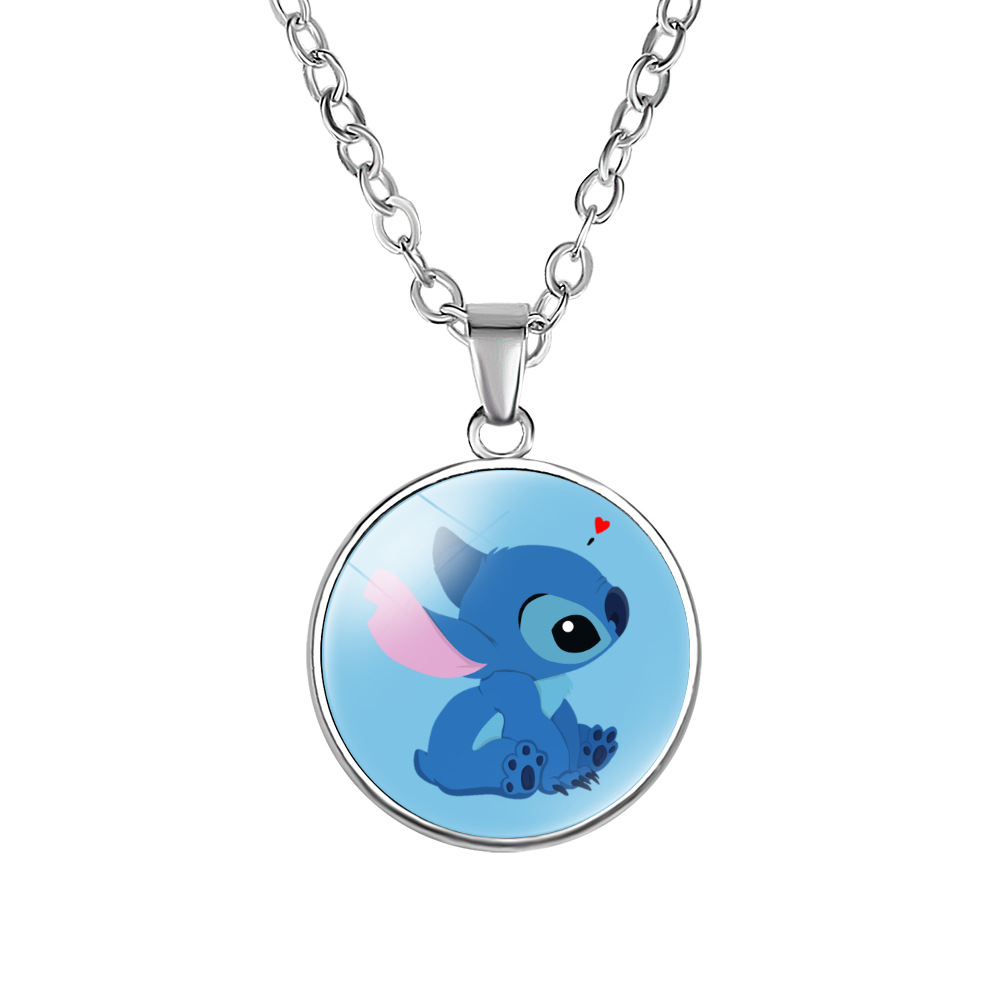 Stitch Cartoon Pattern Time Stone Single-Sided Necklace Cross-Border New Accessories Stitch Stitch Necklace