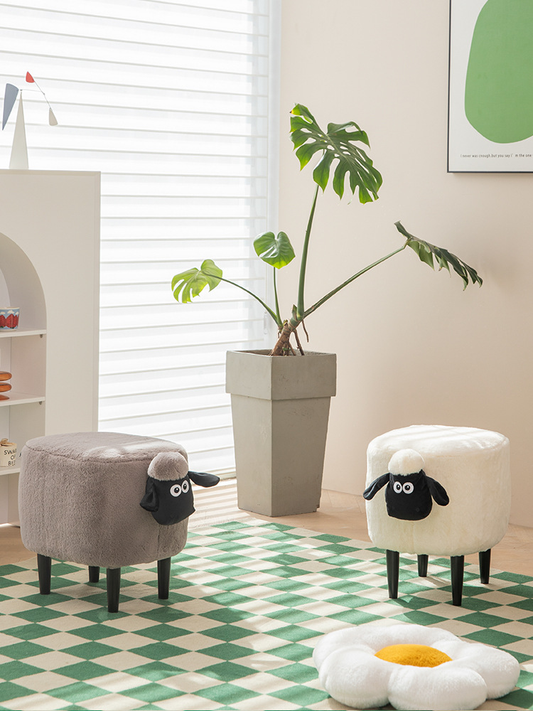 Lamb Shaun Shoe Changing Stool Small Stool Home Chair Children's Animal Bench Cartoon Low Stool Footstool Dressing Stool