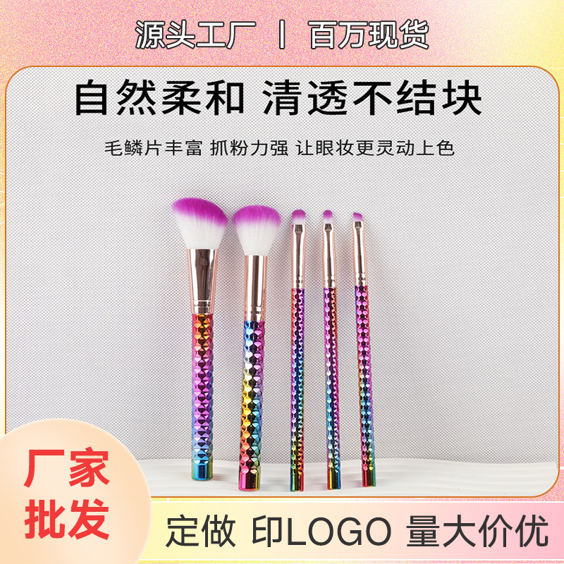 cross-border 5 foreign trade brushes suit color face powder blooming concealer blush eye shadow brush beauty tools makeup brush