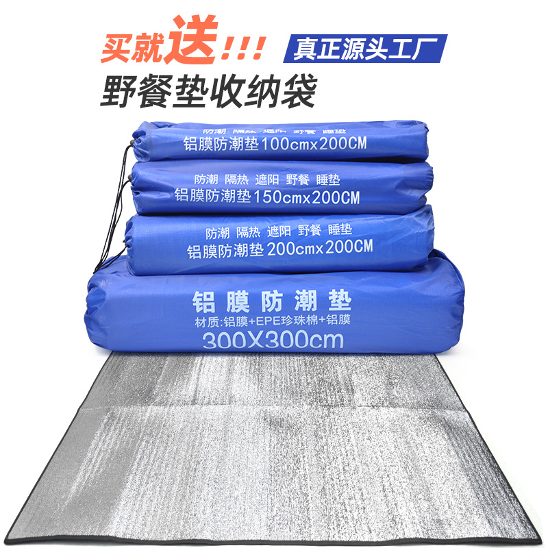 Outdoor Moisture Proof Pad Waterproof Dustproof Camping Picnic Aluminum Foil Picnic Mat Portable Folding Outing Tent Floor Mat