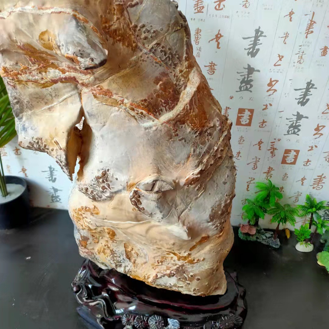 灵璧彩石 彩珍珠石 玄关象形石精品摆件 奇石摆件