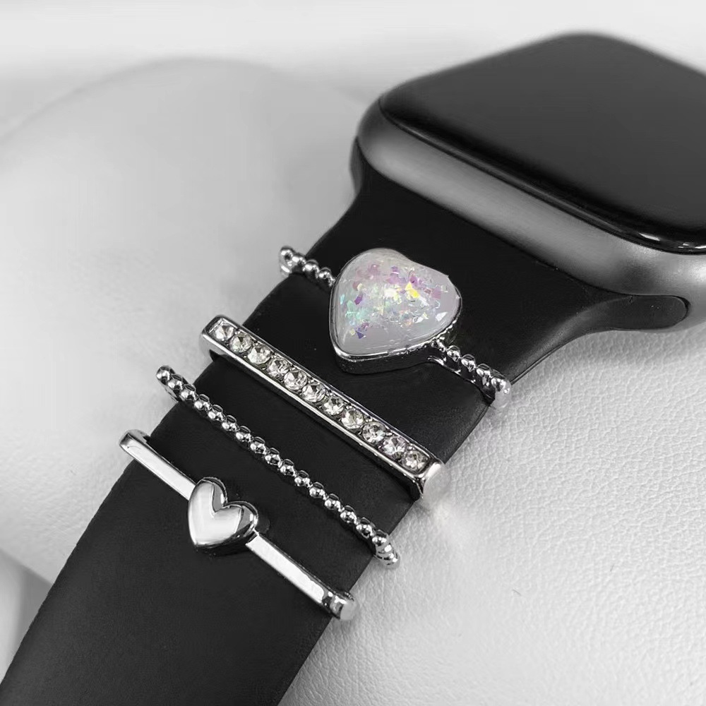 Foreign Trade Cross-Border Suitable for Apple Watch Strap Silicone Decorative Nail Alloy Resin Love Accessories