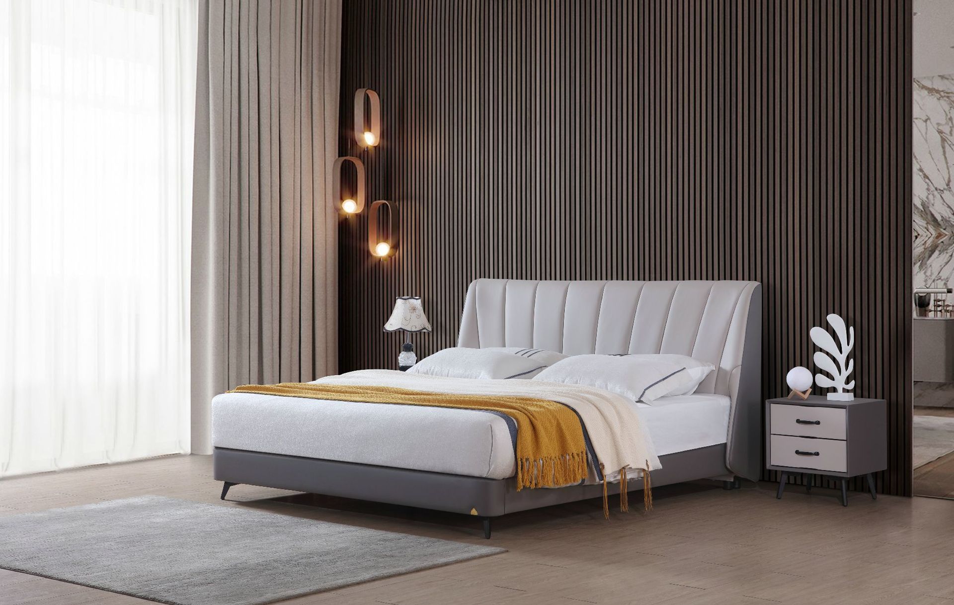 小户型皮质舒适意大利风情双人床酒店卧室双人床意式软包皮床