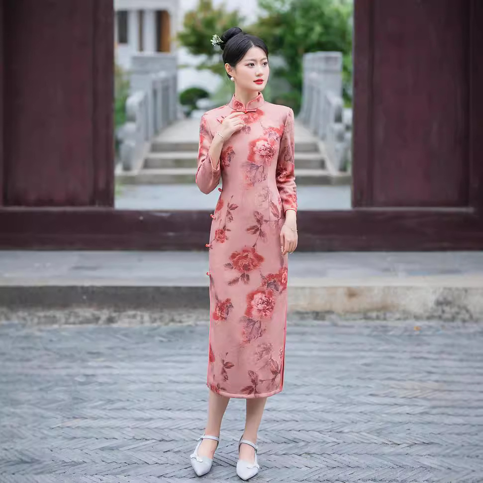 春秋旗袍长款图片