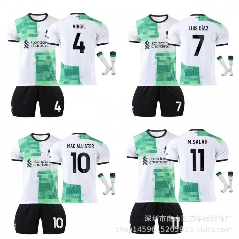 2324l物p球衣客场4号范戴克7号10号11号成人儿童足球服套装-阿里巴巴