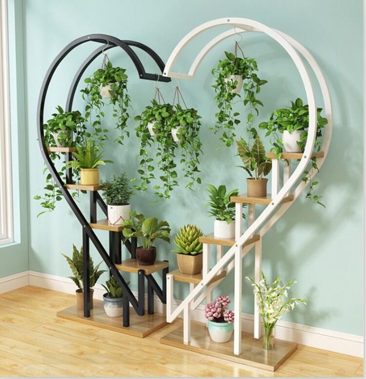 客厅家用花架多层室内阳台铁艺置物架客厅落地月牙形落地式置物架