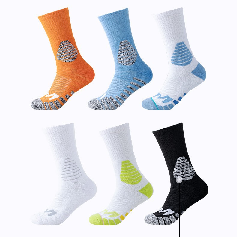 New Men's Elite Socks Pressurized Contrast Color Long Tube Basketball Socks Men's Towel Bottom Sweat-Absorbent Breathable Professional Sports Socks