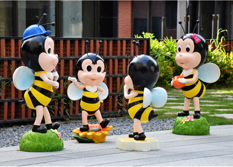 园林景观小品户外卡通动物摆件玻璃钢蜜蜂雕塑商场美陈店门口装饰