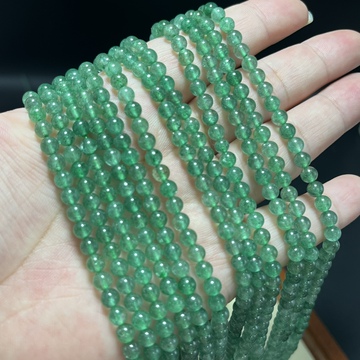 4mm天然绿草莓晶圆珠散珠半成品diy项链手链饰品配珠