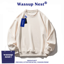 WASSUP NEST基础款纯色圆领卫衣简约休闲上衣秋季宽松休闲卫衣衫