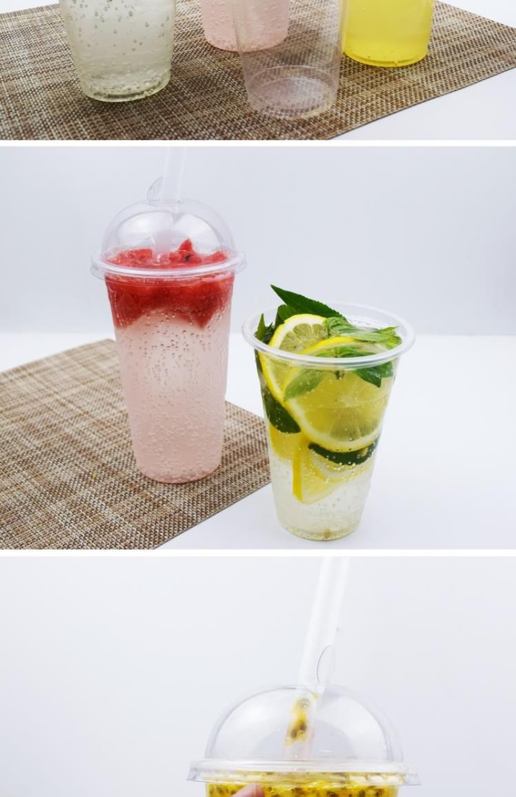 凉虾杯子一次性凉虾杯 带盖一次性凉粉杯糖水打包杯塑料透明批发