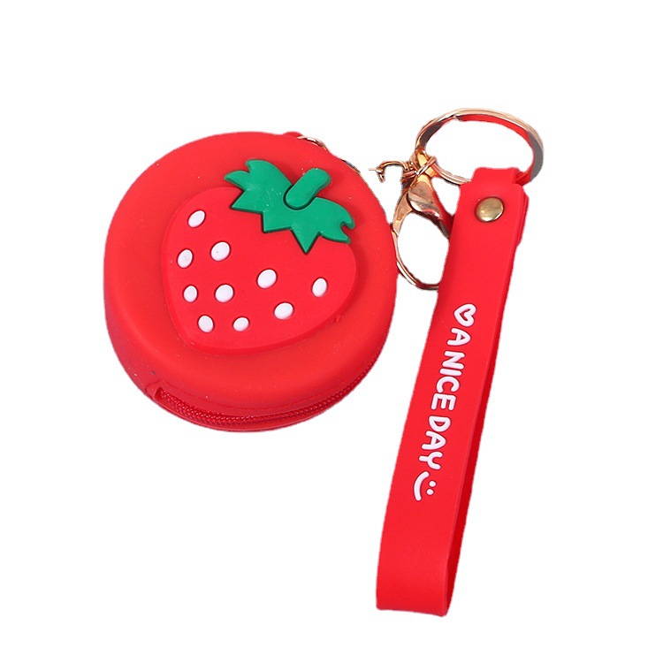 Wholesale Cartoon Silicone Coin Purse Small Wallet Keychain Lanyard round Backpack Hanging Ornament Small Gift Printed Logo