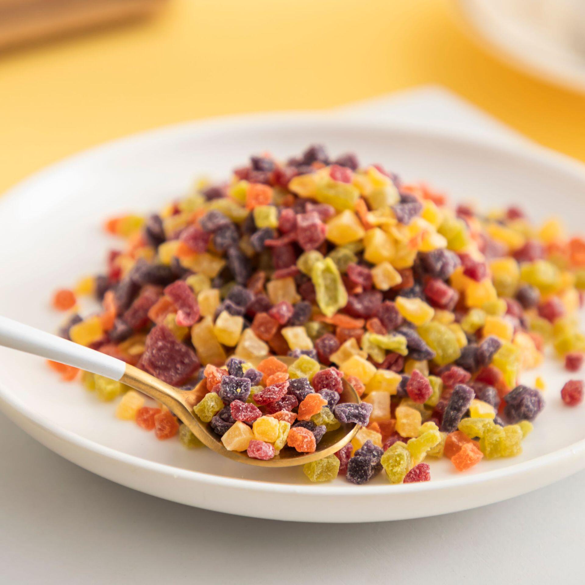 混合果脯烘焙原料缤纷水果丁什锦果干果丁综合装混合水果干散装