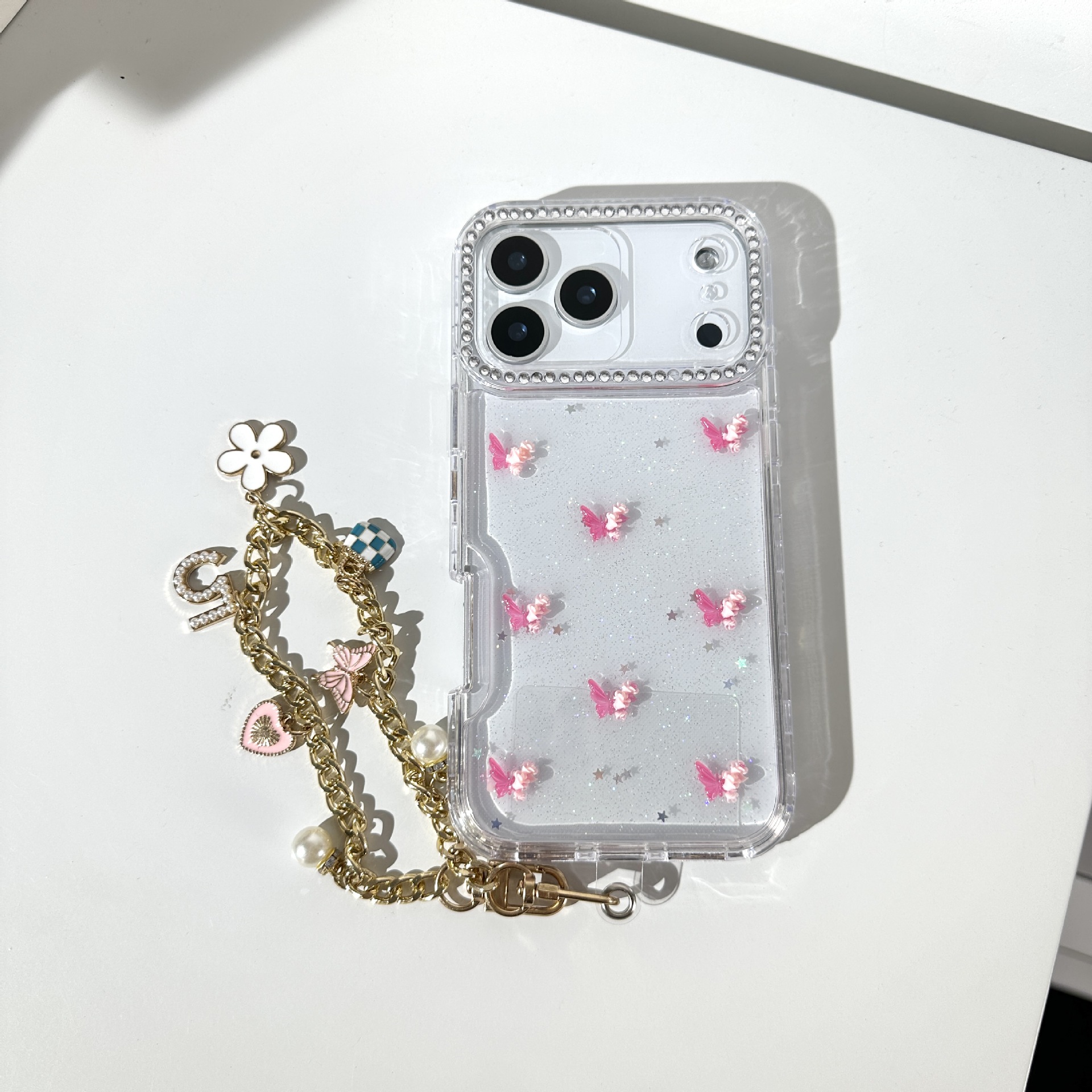 10月上新适用SAMS25FE滴胶蝴蝶配件A07镜头点钻A17金属链条手机壳