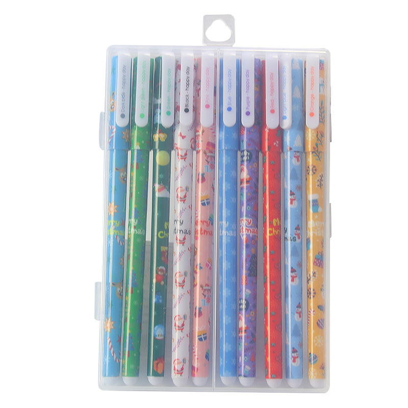 Christmas Series Ten Colors Gel Pen Boxed Colored Art Pen Creative Prize Gift Student Journal Stationery Wholesale