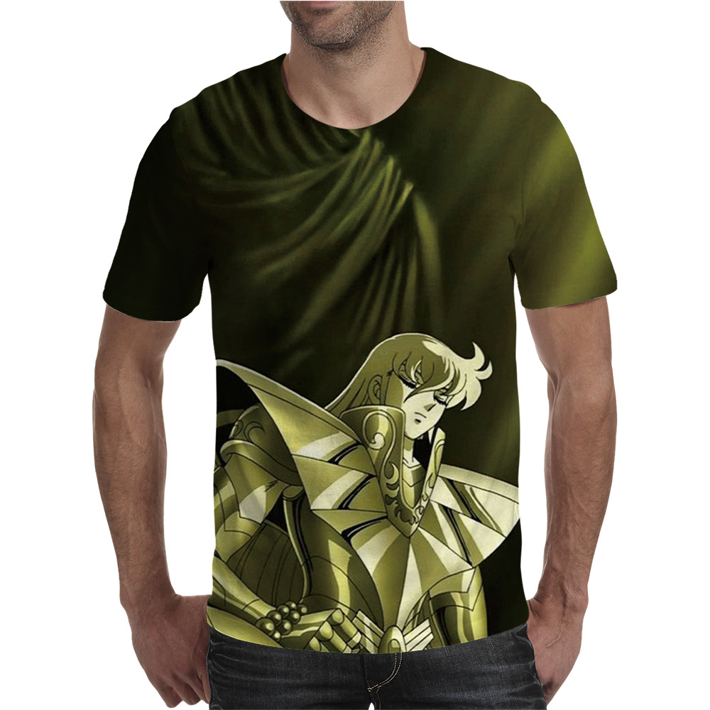 2020欧美风新款 3d圣斗士星矢印花潮流休闲宽松成人男女短袖t恤