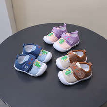 2024春季新款0-1-2岁婴儿学步鞋叫叫鞋男女童布面宝宝鞋9318