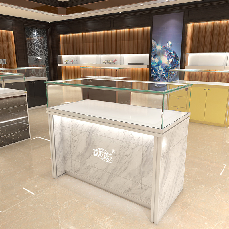钢化玻璃金柜台精品货架陈列柜饰品珠宝展示柜玉器样品展示架