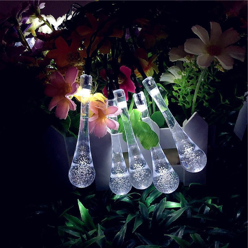 Led Solar Water Drop Bubble Ball Lighting Chain Outdoor Camping Waterproof Courtyard Decoration Colorful Flashing Light Lighting Chain Holiday Light