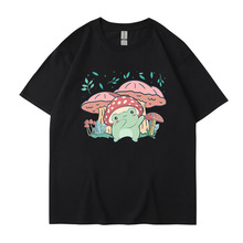 2022外贸新款 夏季时尚趣味青蛙可爱图案圆领T恤男女士T恤现货