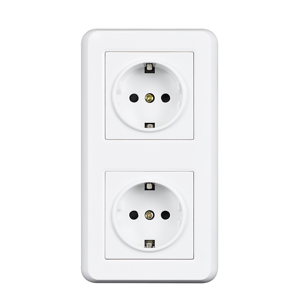 16a欧式德标德式墙壁电源插座德国欧洲欧规双联二位插座面板