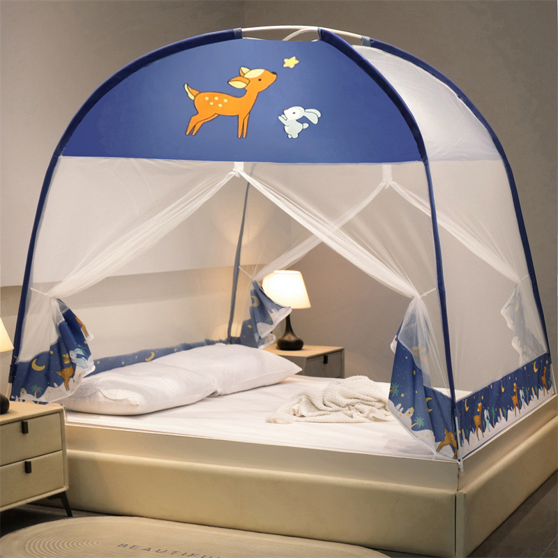 Factory Direct Sales Mongolian Bag Mosquito Net Seat Bed-Type Installation-Free Student Household Dormitory Folding Mosquito-Proof Tent Can Be Sent on Behalf