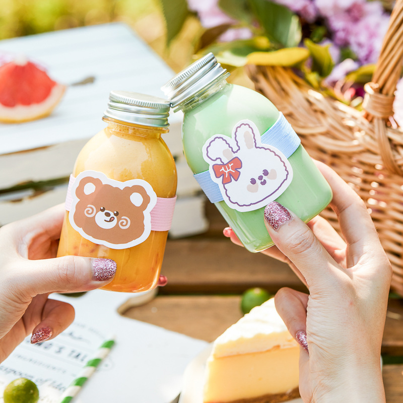 一次性网红杨枝甘露饮料瓶奶茶果汁酸奶打包蜂蜜铝盖塑料小瓶子