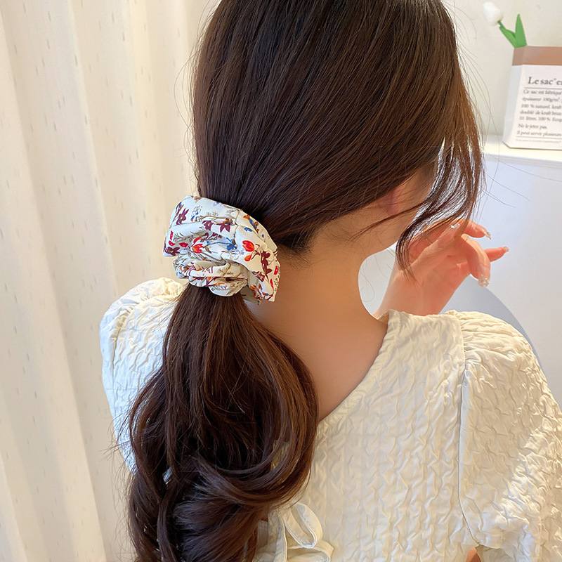 法式复古布艺印花大肠发圈春夏田园风发绳发带ins甜美百搭发饰女