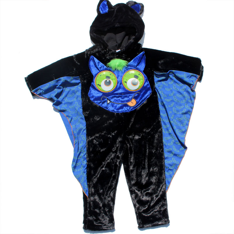 外贸原单怪兽衣服儿童珊瑚绒万圣节鬼服装怪兽cos服男童连体衣冬