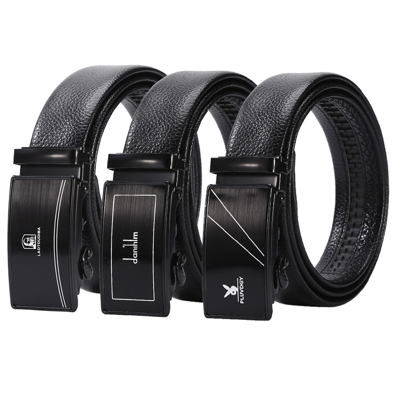 men‘s leather belt wholesale light board casual pants belt stall supply young middle-aged automatic buckle belt imitation leather iron button