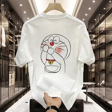 纯棉T恤卡通叮当猫印花夏季情侣装短袖2024新款个性潮流体恤男女