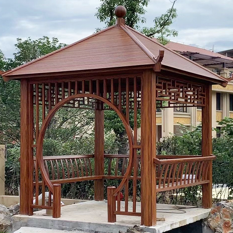 源头厂家仿古户外四角凉亭 别墅庭院休闲亭实木简易景观花园亭子