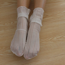 细条纹中筒袜蕾丝白色jk学院风Lolita小腿袜日系春夏玛丽珍鞋配袜