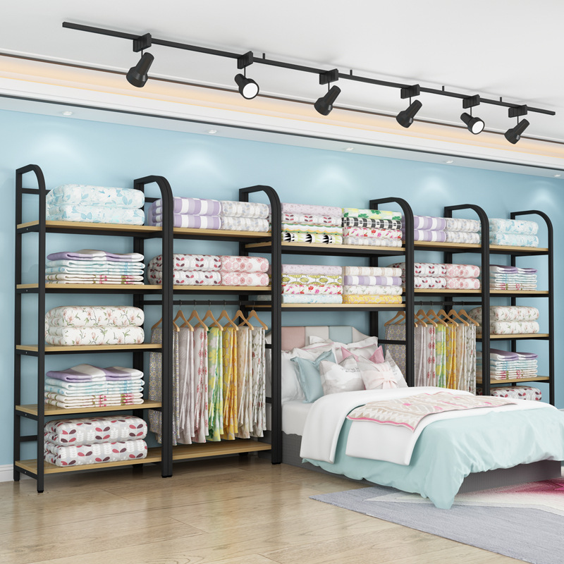 家纺店展示架陈列柜多层自由组合床上用品四件套布料仓储置物货架