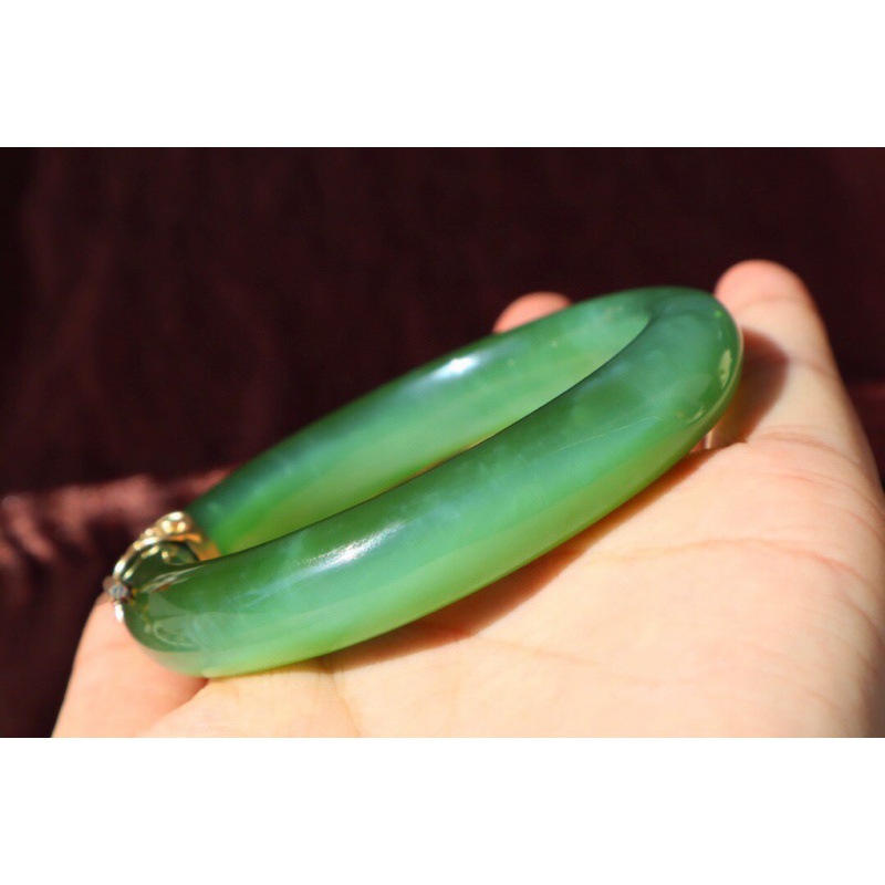 和田玉碧玉老坑料精品猫眼料手镯玉镯子58圈口59收藏品镶嵌阳绿