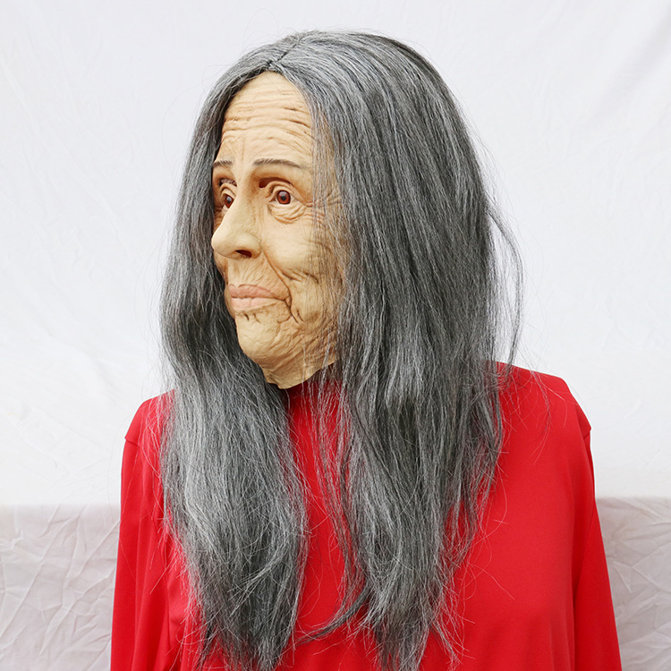 魔鬼老太婆面具孟婆面具恐怖鬼脸面具老太太老奶奶老人乳胶头套