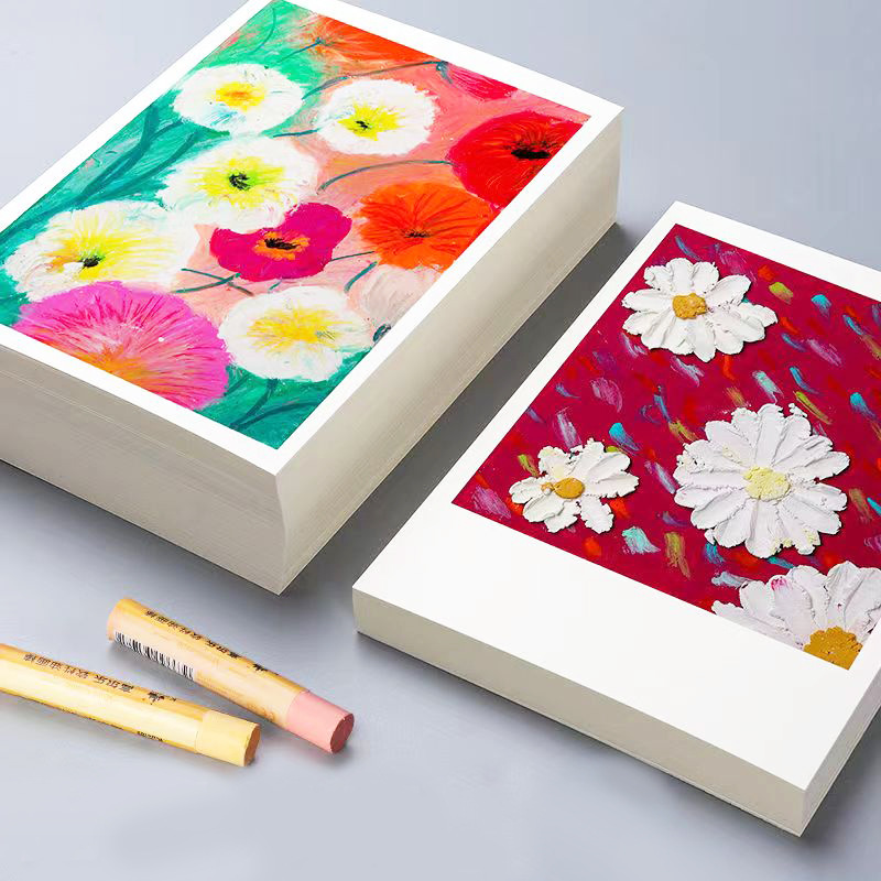 重彩油画棒专用纸正方形10cm绘画纸优质细纹油画纸相框素描纸批发