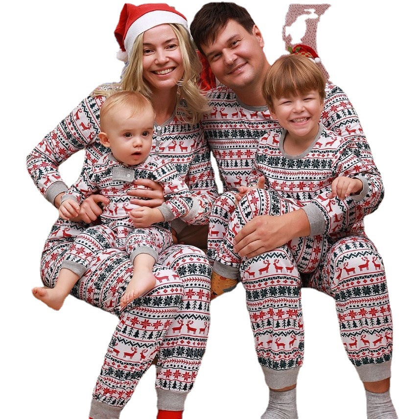 Amazon Independent Station Hot Sale 2022 Autumn and Winter Christmas New Parent-Child Wear Loungewear Suit Pajamas