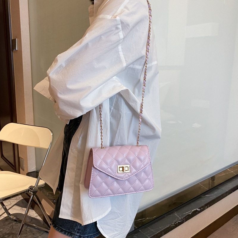 Fashion Korean Style Diamond Lock Small Square Bag 2021 New Bags Women's Bag New Chain Women's Shoulder Messenger Bag