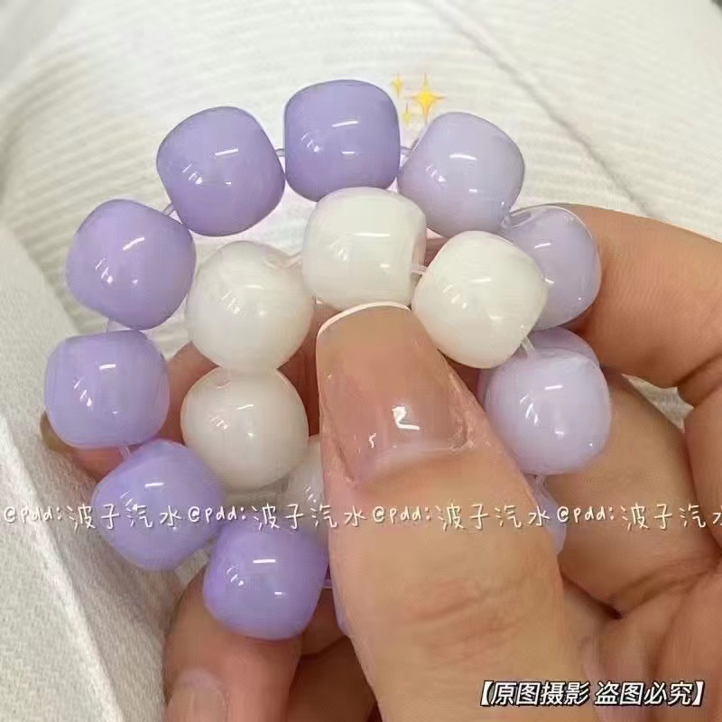 Xiaohongshu Bracelet Pliable Temperament Gradient Color Ice Transparent Pink Beads Bracelet Student Girls Hand Toy round Beads Girlfriends' Gift