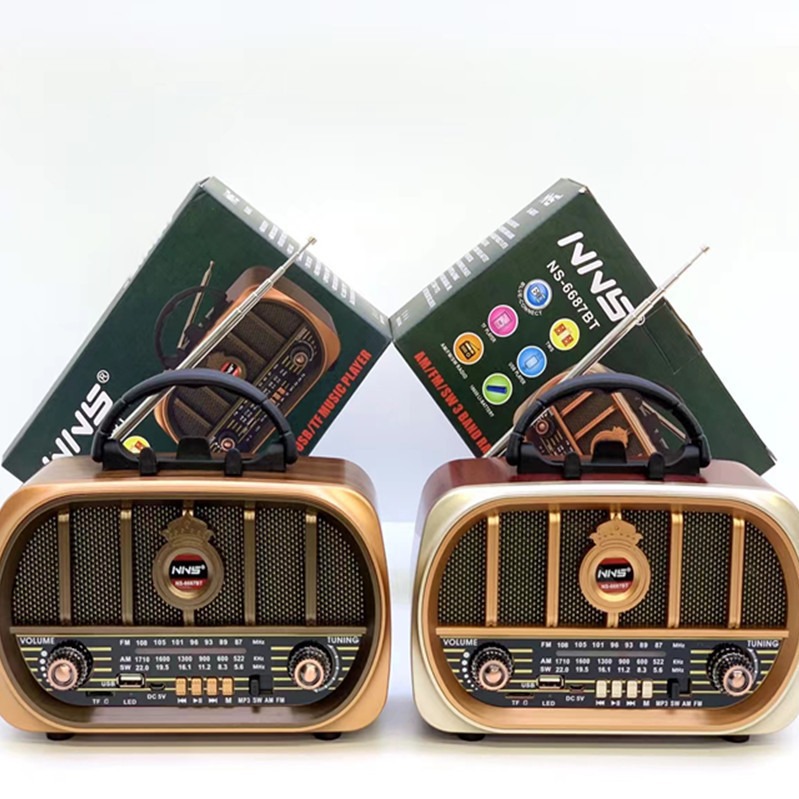 新款ns6687bt无线蓝牙音箱手提便携式插卡音响木纹复古