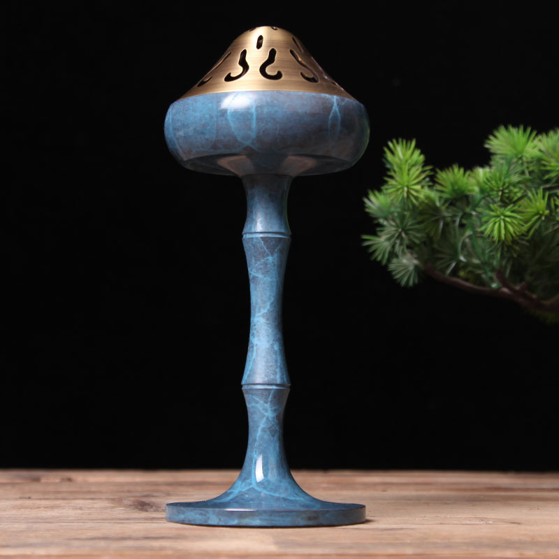 纯铜竹节博山炉檀香薰香炉香道禅意摆件香插盘香炉家用室内沉香炉