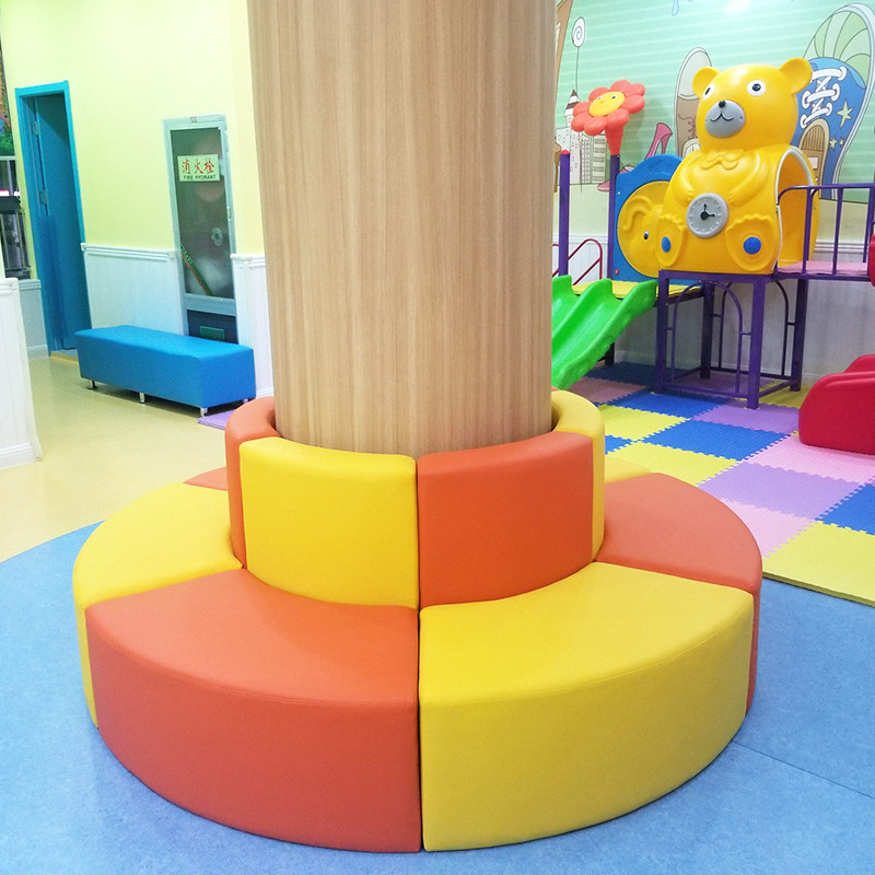圆柱形沙发包柱子沙发亲子园培训班柱子软包防撞沙发圆柱形沙发