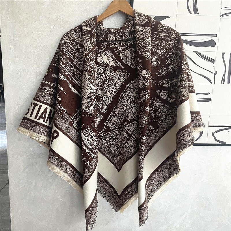 Women's Scarf Winter 2023 New Versatile Fashion Jacquard Square Scarf Korean Warm Scarf Cashmere-like Shawl Outer Match