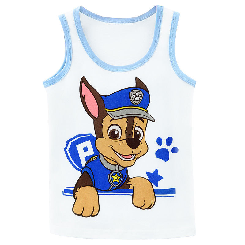 汪汪队儿童背心夏季全棉无袖薄款男童卡通印花打底衫中小童装批发